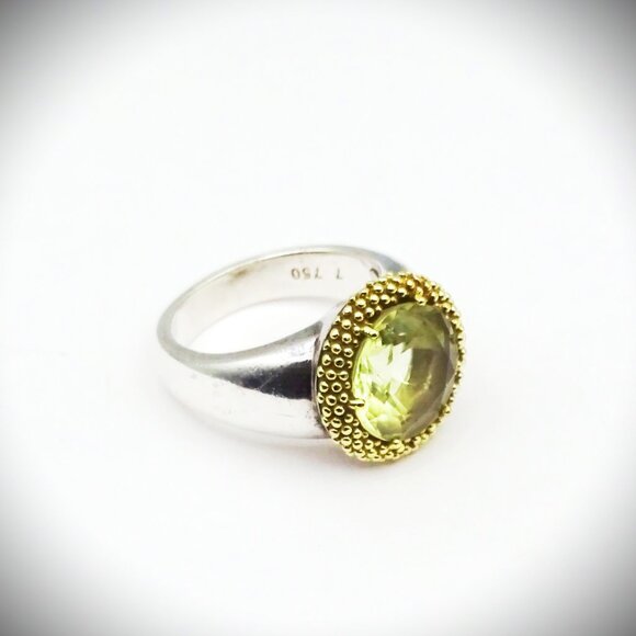 LAGOS Caviar Sterling Silver 18K Yellow Gold & Citrine Cocktail Ring Size 8.75 - Picture 3 of 10